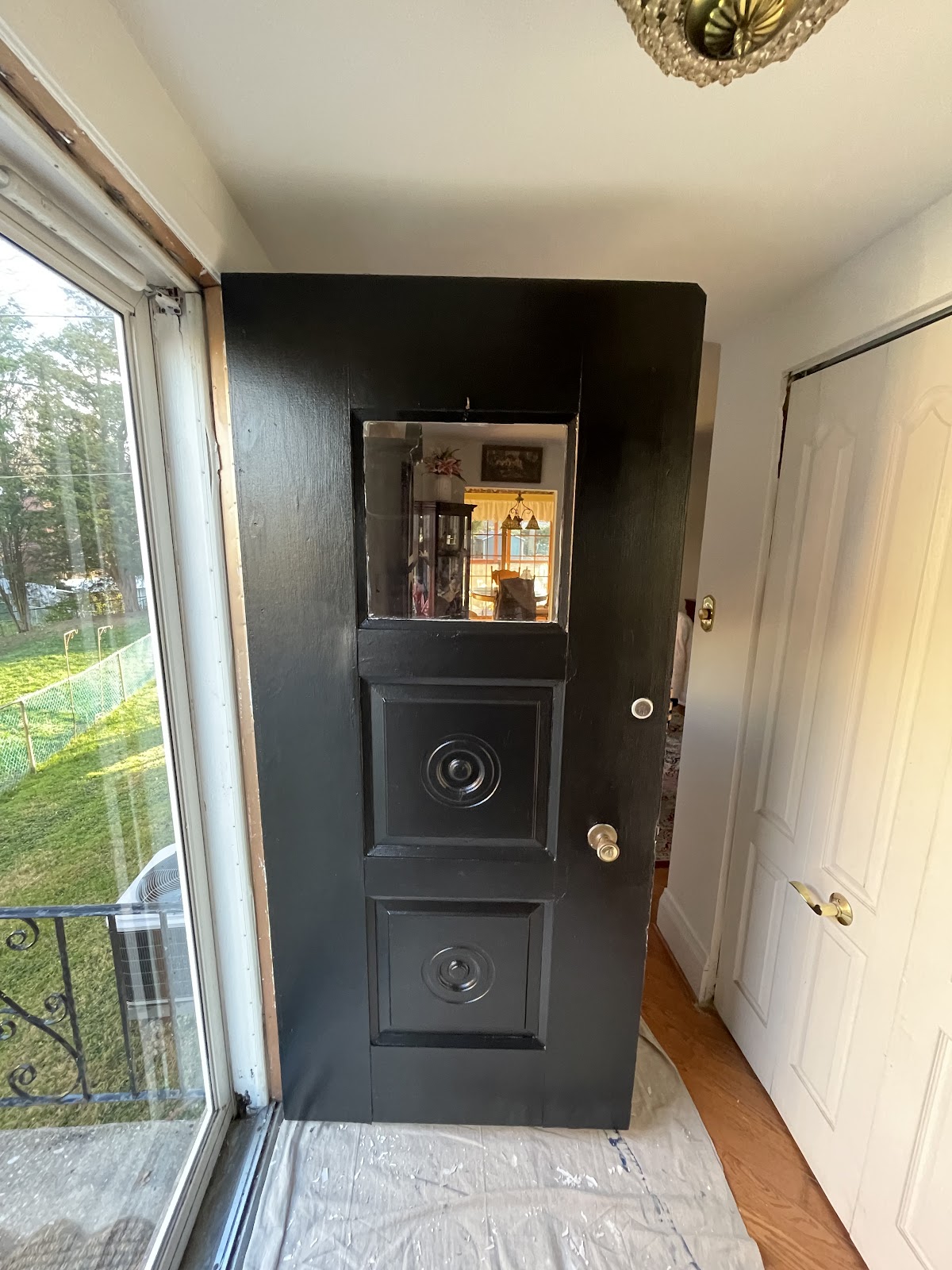 Interior door being painted black