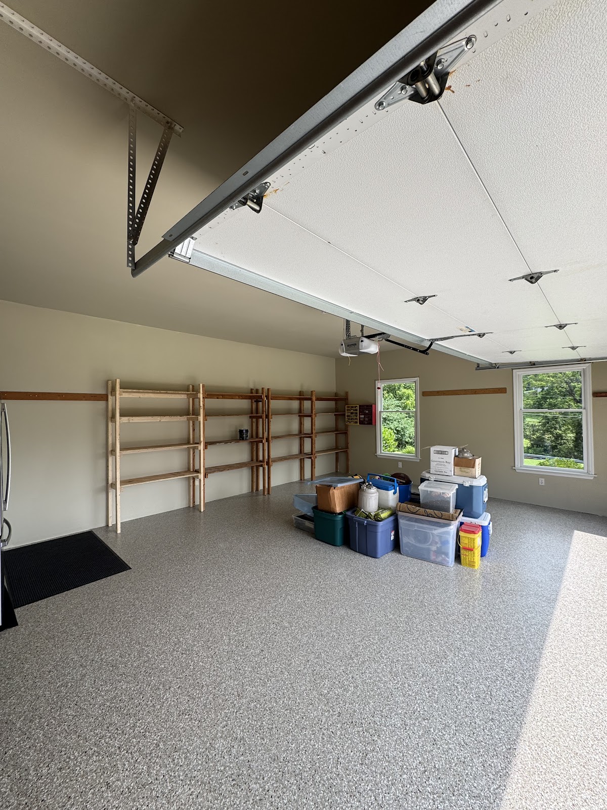 Bright freshly painted garage interior